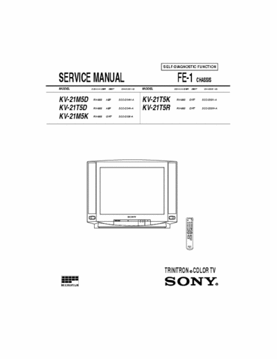 SONY KV-21T5R, KV-21T5K, KV-21M5K, KV-21T5D, KV-21M5D SM